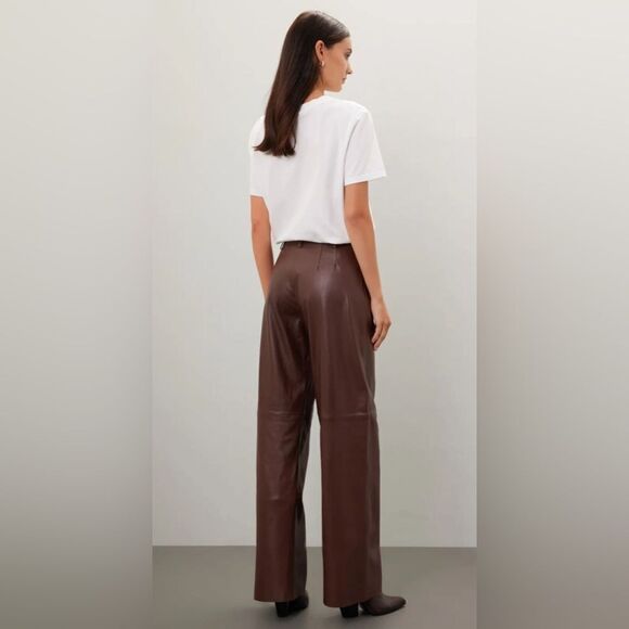 VEDA Leather Trousers Pants Size 10 - Picture 3 of 8